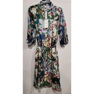 Tommy Bahama NWT Hightide Floral Midi Shirtdress Size L Tropical Vacation Resort